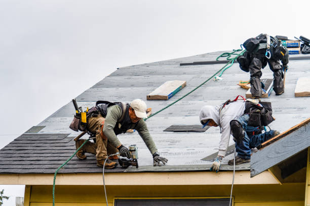 Professional Gutter Installation technician working in Penhook, VA